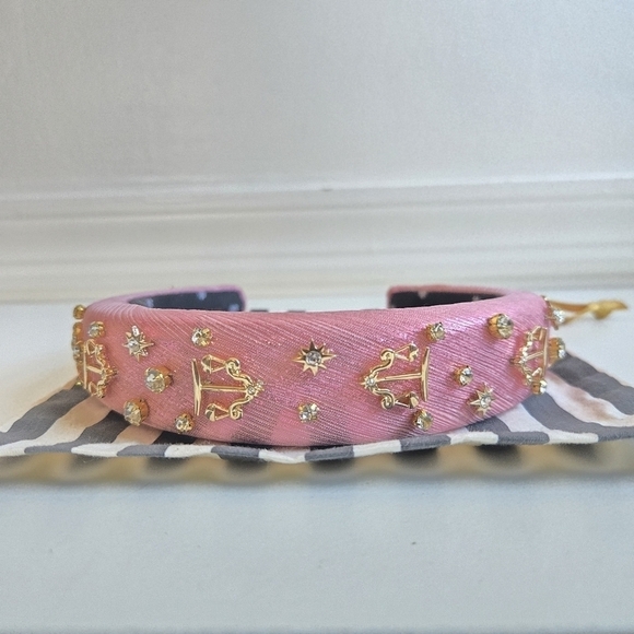 New Lele Sadoughi Zodiac Libra Alice Hand Embellished Rose Gold Lurex Headband main image 11